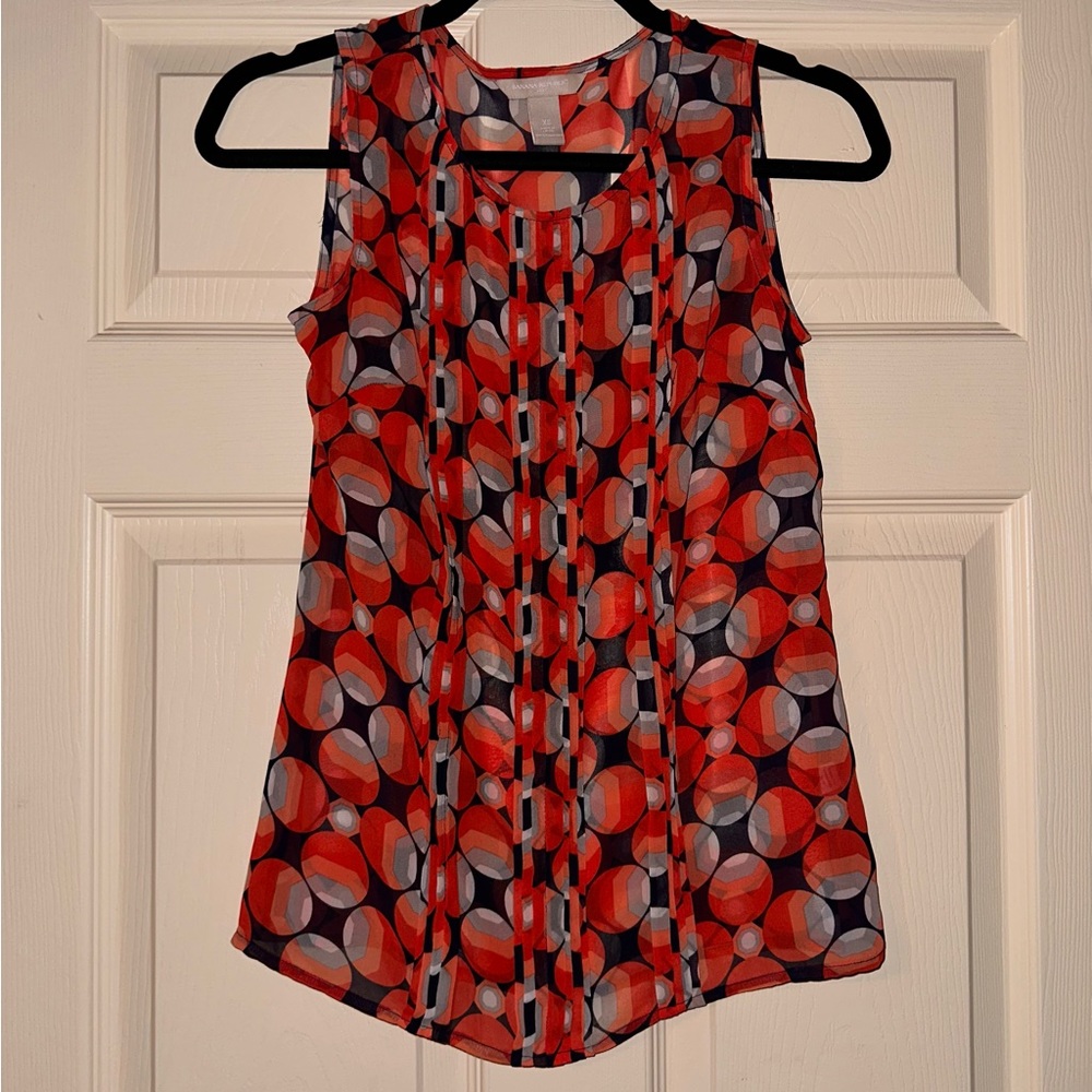 Orange and Navy Banana Republic Sleeveless Blouse